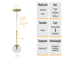Ver imagem 5 de Pendente Globo Esfera de Vidro 12cm - Ouro - Vidro Cristal