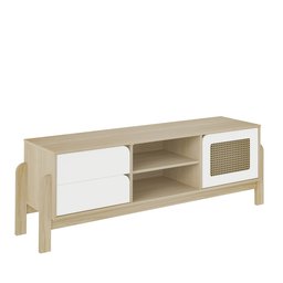 Rack para Tv até 65 Polegadas 1 Porta 2 Gavetas Nature Naturale e Branco 160cm - 2