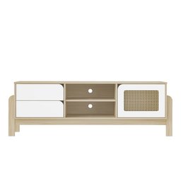 Rack para Tv até 65 Polegadas 1 Porta 2 Gavetas Nature Naturale e Branco 160cm - 3