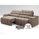 Ver imagem 7 de Sofá com Porta Copos Carregador USB Ret Rec Samurai 2,30m Velosuede Marrom - NETSOFAS