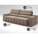 Ver imagem 4 de Sofá com Porta Copos Carregador USB Ret Rec Samurai 2,30m Velosuede Marrom - NETSOFAS