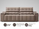 Ver imagem 5 de Sofá com Porta Copos Carregador USB Ret Rec Samurai 2,30m Velosuede Marrom - NETSOFAS