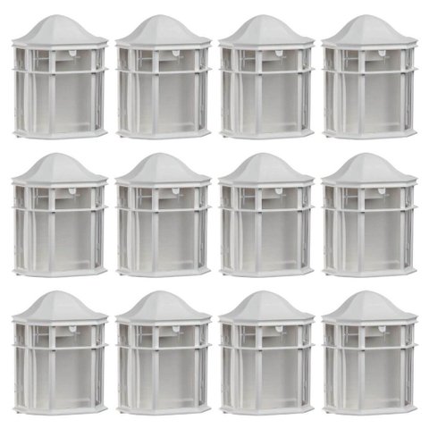 Kit 12 Arandelas de Parede Externa Luminária Branca Clássica Colonial 25cm de Ville Dital