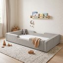 Ver imagem 2 de Cama Infantil Solteiro Montessoriana em Suede com Espuma de Alta Resistência D28 - Bege