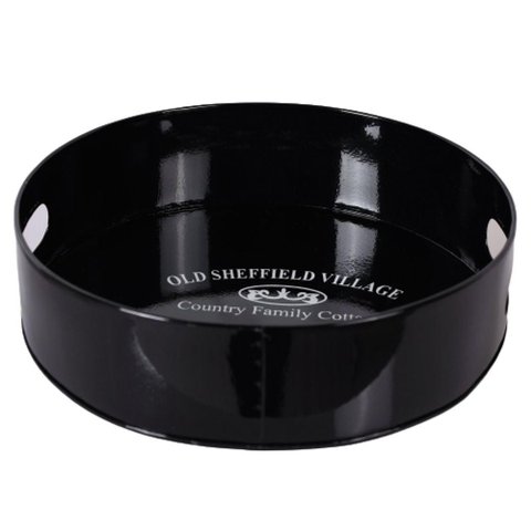 Bandeja Redonda Classic Black 25x7 Aço Galvanizado Bene Casa