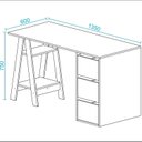 Ver imagem 3 de Escrivaninha 3 Gavetas Design Moderno MDF Branco/Lamina Mel