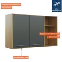 Ver imagem 3 de Armário Aéreo para Cozinha 2 Portas 2 Nichos 120 Cm Áustria Valdemóveis Cinamomo/grafite