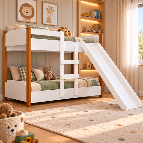 Beliche Infantil com Escorregador Bicama Divertida 1,50 m Mini Cama