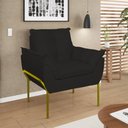 Ver imagem 5 de Kit 2 Poltronas + Namoradeira Pé Metal Dourado Recepção Sala Cor:preto