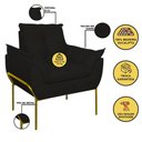 Ver imagem 7 de Kit 2 Poltronas + Namoradeira Pé Metal Dourado Recepção Sala Cor:preto