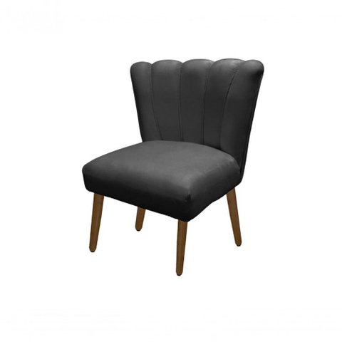 Cadeira Pétala Flor para Sala de Estar Penteadeira Salão Suede Cinza Escuro