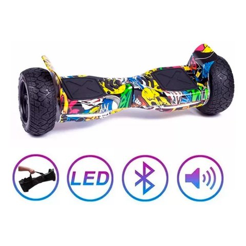 Hoverboard Skate Elétrico 8.5 Offroad Led Bluetooth Hiphop