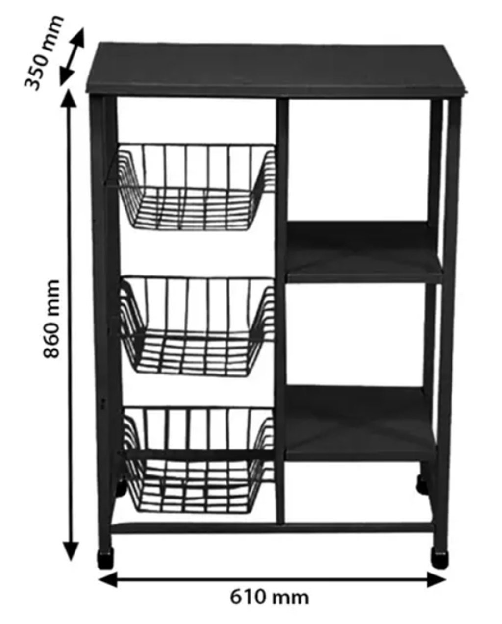 Fruteira e Suporte Microondas Bebedouro em Aço Wr03:preto - 3