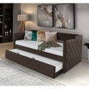 Ver imagem 1 de Bicama Solteiro em Madeira com Revestimento de Tecido Veludo Pávia Dubai Php Mobilia - Marrom