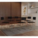 Ver imagem 2 de Mesa Jantar Retangular Industrial Trama 1,50x0,90m Preta com 6 Cadeiras Estofadas Pretas e Cobre Vit