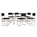 Ver imagem 3 de Mesa Jantar Retangular Industrial Trama 1,50x0,90m Preta com 6 Cadeiras Estofadas Pretas e Cobre Vit