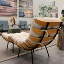 Ver imagem 4 de Poltrona Costela Linho Bege Sala Quarto Adao com Puff Luxo