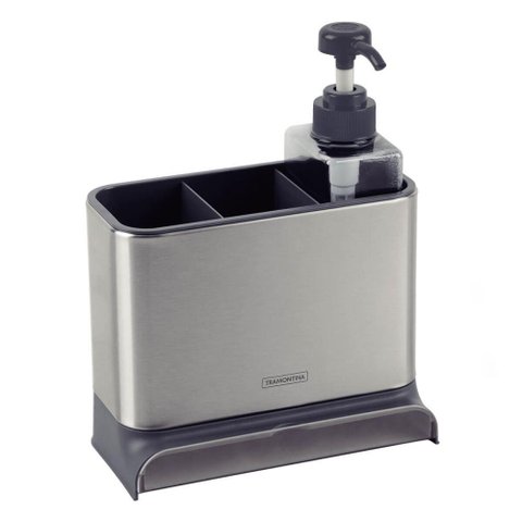 Organizador de Pia Tramontina Plurale em Aço Inox e Plástico 14cm 370ml de Sabão 61537140