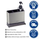 Ver imagem 2 de Organizador de Pia Tramontina Plurale em Aço Inox e Plástico 14cm 370ml de Sabão 61537140