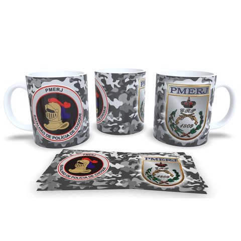 Caneca Branca de Porcelana Profissões Militar Batalhão de Policia de Choque Rio de Janeiro