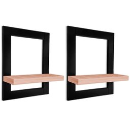 Kit 02 Prateleiras de Parede Nicho Quadro Decorativo Évora em MDF - Preta e Jade - 1