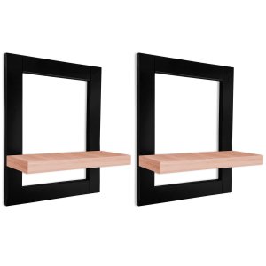 Kit 02 Prateleiras de Parede Nicho Quadro Decorativo Évora em MDF - Preta e Jade