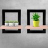Kit 02 Prateleiras de Parede Nicho Quadro Decorativo Évora em MDF - Preta e Jade - 2