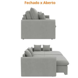 Sofá Cama Retrátil e Reclinável 200cm Madri Movenzo Estofados Veludo - 8