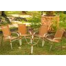 6 Cadeiras Emily e Mesa em Alumínio - Jardim, Piscina, Churrasqueira Trama Original Sépia - 1