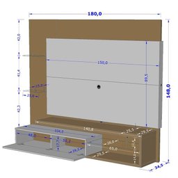 Painel Sala Copacabana para Tv até 65 Polegadas Naturale/off White/ripado - 4 Painel Sala Copacabana para Tv até 65 Polegadas Naturale/off White/ripado - 4