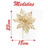 Kit 8 Flor Artificial Decoração Natal Brilho Dourada 23cm - 2