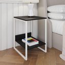 Ver imagem 1 de Mesa Cabeceira Industrial Lateral De Cama Preta Tókio Base Ferro Branco Cor: Preto