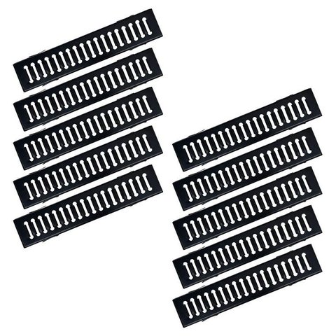 Kit 10 Ralo Grelha e Caixilho Aço Galvanizado Preto 10x50cm