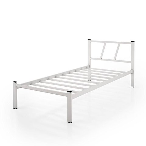 Cama Solteiro em Ferro Estilo Industrial Branco