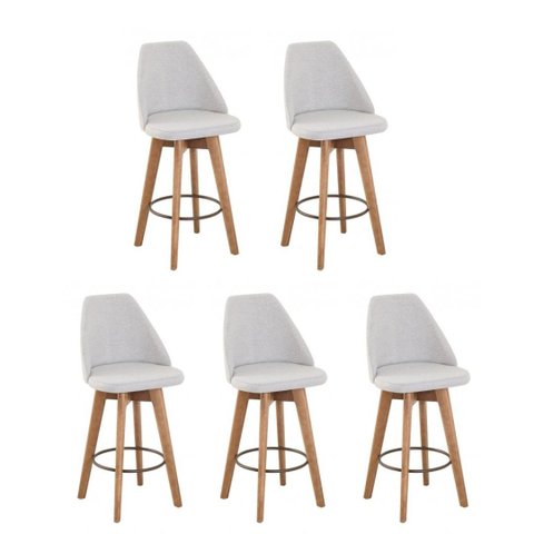 Kit 5 Banquetas Maya Gourmet Giratória-tamanho Médio 62 Cm do Chão até o Assento-tecido Linho Gat Ma