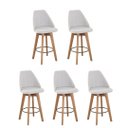 Ver imagem 1 de Kit 5 Banquetas Maya Gourmet Giratória-tamanho Médio 62 Cm do Chão até o Assento-tecido Linho Gat Ma