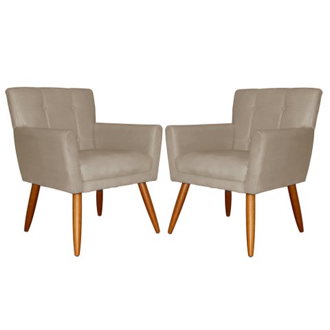 Kit 02 Poltronas Decorativas Onix Suede Capuccino - DS Estofados