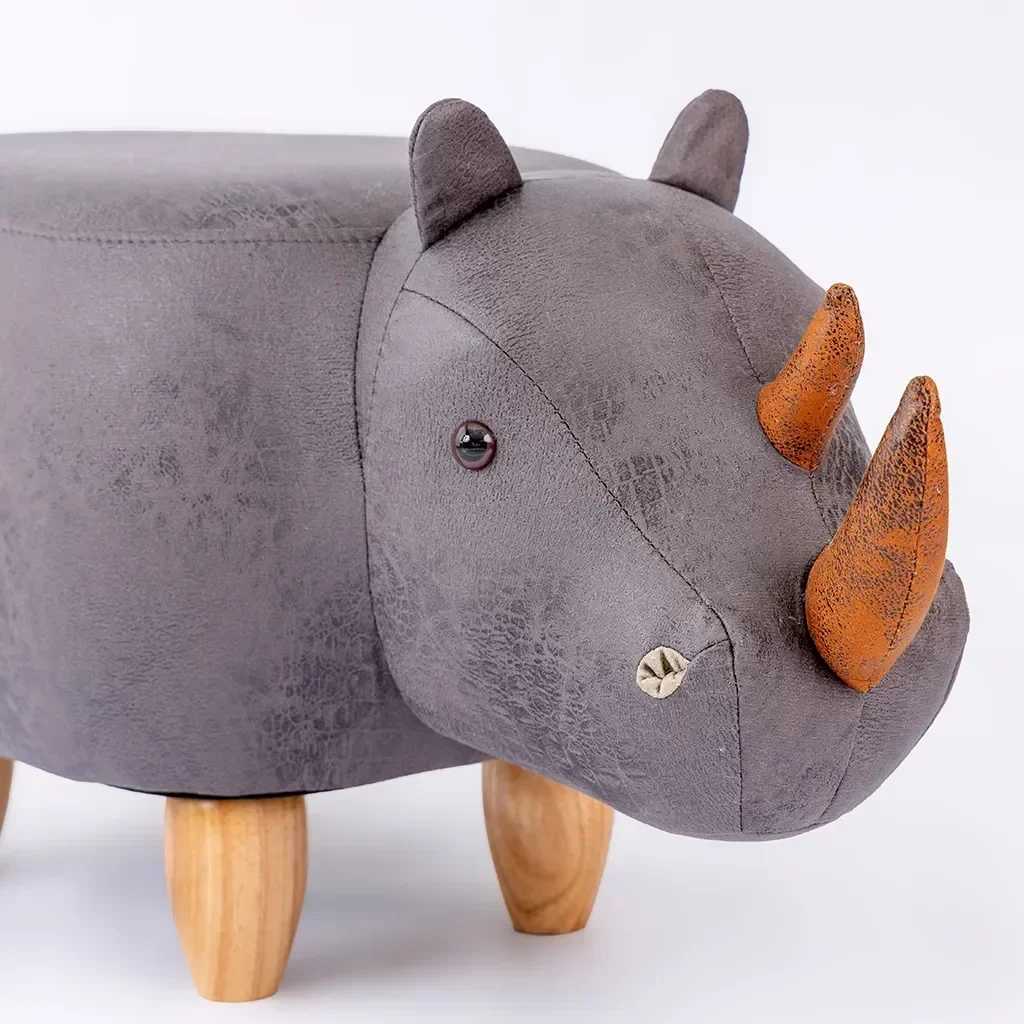 Ver imagem 3 de Puff Infantil Rinoceronte Couro Sintético e Madeira L63xa38xc32:sem