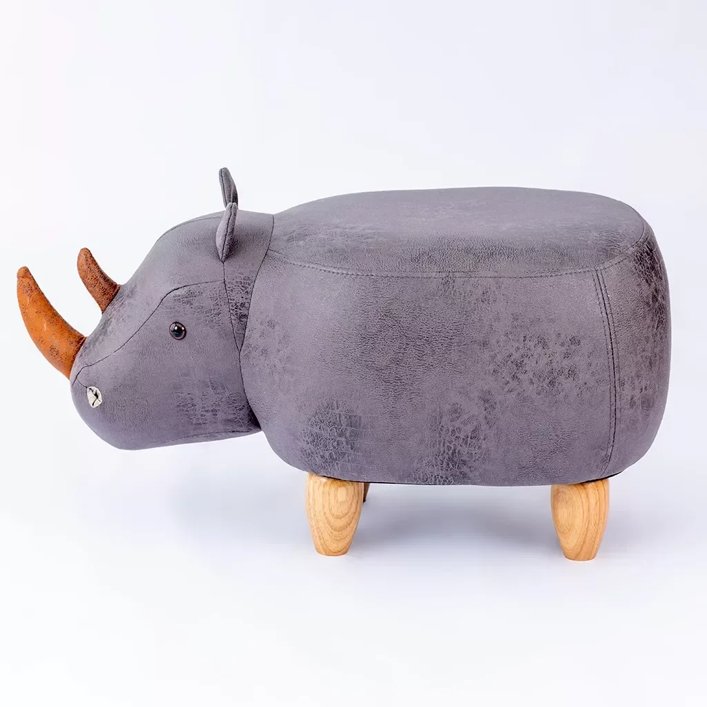 Ver imagem 2 de Puff Infantil Rinoceronte Couro Sintético e Madeira L63xa38xc32:sem