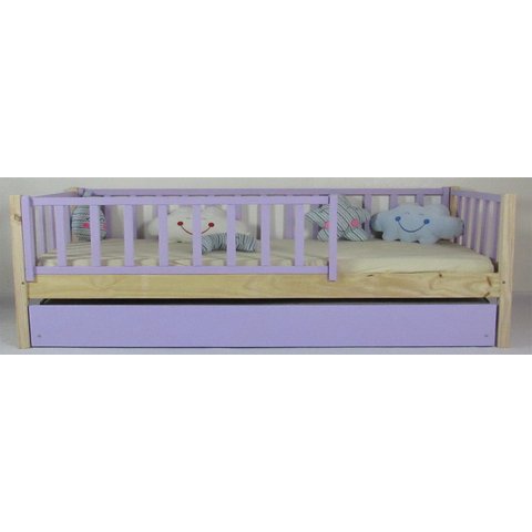 Bicama Infantil Solteiro Base Colorida Madeira Maciça Pinus Grade Vertical