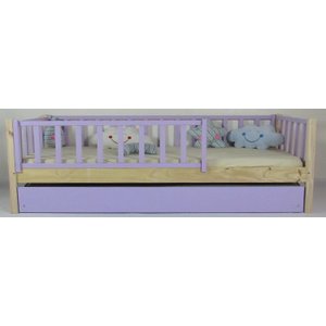 Bicama Infantil Solteiro Base Colorida Madeira Maciça Pinus Grade Vertical