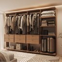 Ver imagem 1 de Guarda-Roupas Closet Modulado Alasca 240cm 4 Peças com 6 Gavetas e Cabideiros Freijó Carraro