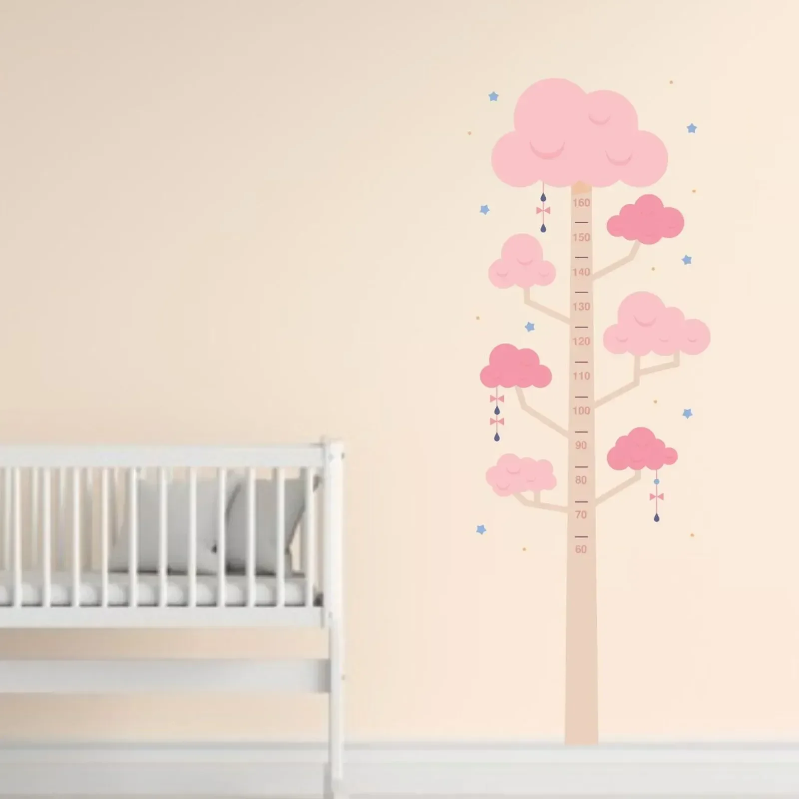 Adesivo Parede Régua Árvore Rosa Quarto Infantil 70x190
