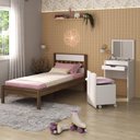 Ver imagem 6 de Cama de Solteiro para Colchão 88 X 188 Cm com Penteadeira 54cm e Puff Multimóveis Cr40121 Nogal/