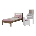 Ver imagem 1 de Cama de Solteiro para Colchão 88 X 188 Cm com Penteadeira 54cm e Puff Multimóveis Cr40121 Nogal/