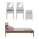 Ver imagem 3 de Cama de Solteiro para Colchão 88 X 188 Cm com Penteadeira 54cm e Puff Multimóveis Cr40121 Nogal/