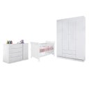 Ver imagem 1 de Jogo de Quarto Infantil Branco Berço Americano Colonial + Roupeiro e Cômoda MDF Old Clean 4 Gv