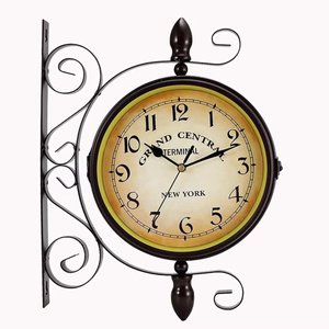 Relógio Dupla Face Ferroviário de Parede Vintage Estação Terminal Decorativo Analógico Retrô New Yor