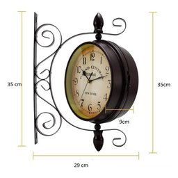 Relógio Dupla Face Ferroviário de Parede Vintage Estação Terminal Decorativo Analógico Retrô New Yor - 8