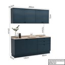 Ver imagem 4 de Cozinha Compacta Modulada 6 Portas 3 Gavetas 100% MDF 2 Tampos Sevilha Azul/Órion